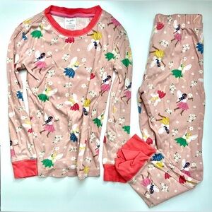 Mini Boden Snug-Fit Cotton Pajama Set – Pink Fairy Print – Size 7Y 🧚🏻‍♀️
